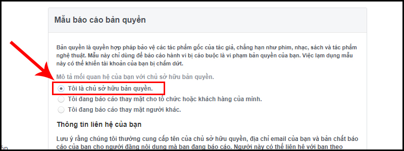 Xác nhận bản thân là chủ sở hữu của tài khoản